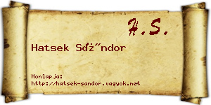 Hatsek Sándor névjegykártya